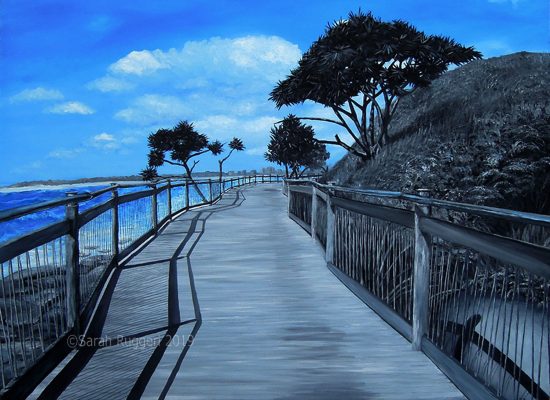 painting called a morning walk in caloundra