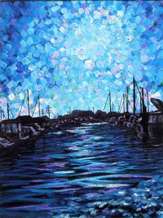 painting called moonlit harbour