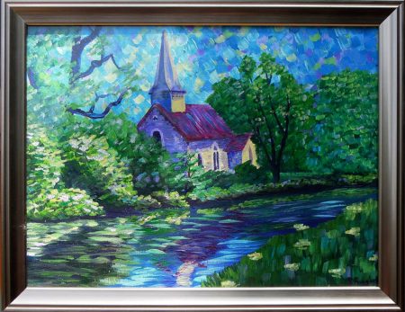 painting called papermill lock church