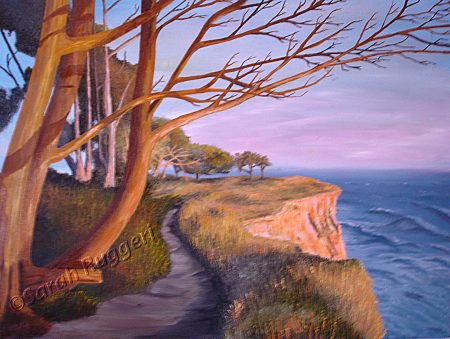 painting called clifftop sunset